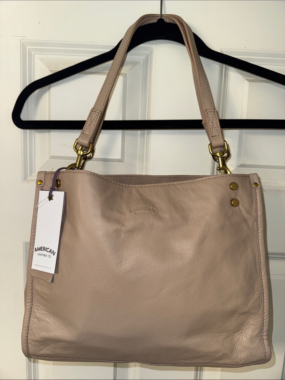 American Leather Company Women's Buff/Nude Beige Leather Tote Bag NWT!